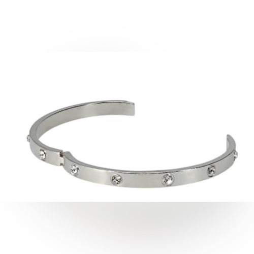 18k White Gold Love Bangle Bracelet with Diamonds - Sable & Red