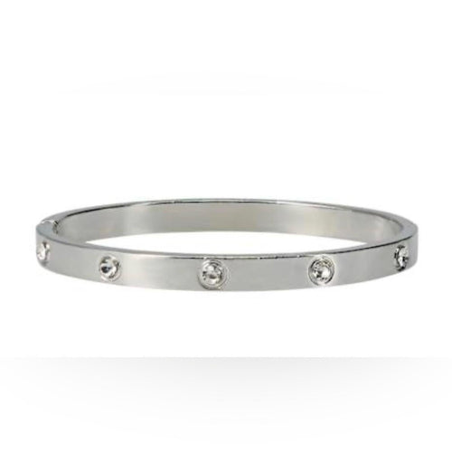 18k White Gold Love Bangle Bracelet with Diamonds - Sable & Red