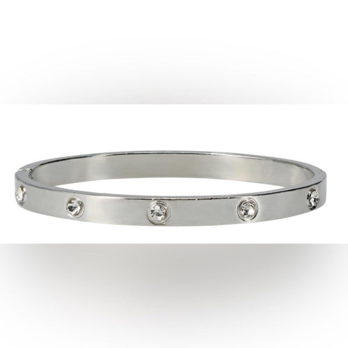 18k White Gold Love Bangle Bracelet with Diamonds - Sable & Red