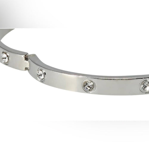 18k White Gold Love Bangle Bracelet with Diamonds - Sable & Red