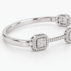 18K White Gold-Plated Cubic Zirconia Bangle Bracelet – The Celeste - Sable & Red