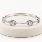 18K White Gold-Plated Cubic Zirconia Bangle Bracelet – The Celeste - Sable & Red
