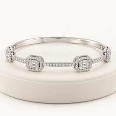 18K White Gold-Plated Cubic Zirconia Bangle Bracelet – The Celeste - Sable & Red
