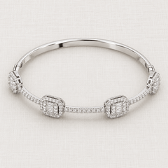 18K White Gold-Plated Cubic Zirconia Bangle Bracelet – The Celeste - Sable & Red