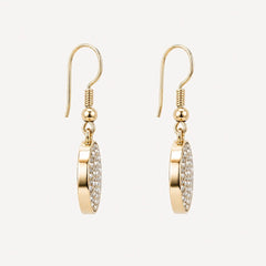18k Yellow Gold-Plated Crushed CZ Mosaic Round Drop Earrings - Sable & Red