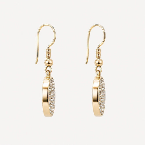 18k Yellow Gold-Plated Crushed CZ Mosaic Round Drop Earrings - Sable & Red