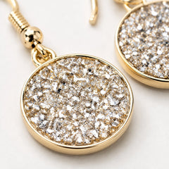 18k Yellow Gold-Plated Crushed CZ Mosaic Round Drop Earrings - Sable & Red