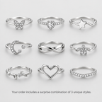 Random Silver Rings Mystery Boho Minimalist Jewelry • 3, 5, or 10 set