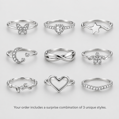 Random Silver Rings Mystery Boho Minimalist Jewelry • 3, 5, or 10 set