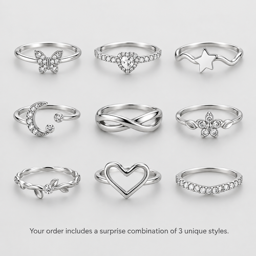 Random Silver Rings Mystery Boho Minimalist Jewelry • 3, 5, or 10 set