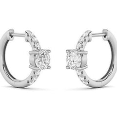 1.50 cttw Diamond Huggie Hoop Earrings, 925 Sterling Silver - Sable & Red
