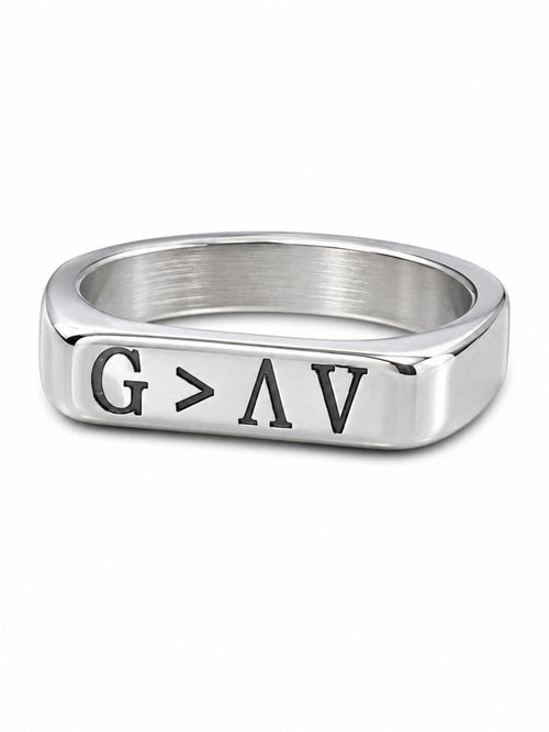 Silver Tone Engraved Band Ring Size 6 • God is Greater Than the Highs and Lows