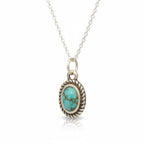 Turquoise Oval Pendant 925 Sterling Silver Necklace 16in