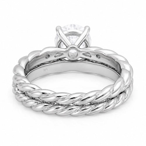2.4 CTW Cubic Zirconia Solitaire Bridal Ring Set - Sable & Red