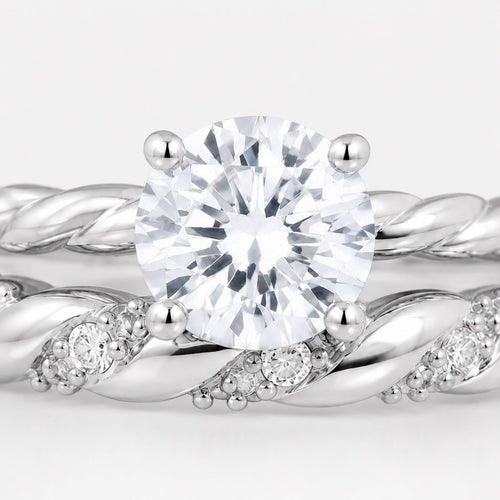 2.4 CTW Cubic Zirconia Solitaire Bridal Ring Set - Sable & Red