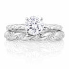 2.4 CTW Cubic Zirconia Solitaire Bridal Ring Set - Sable & Red