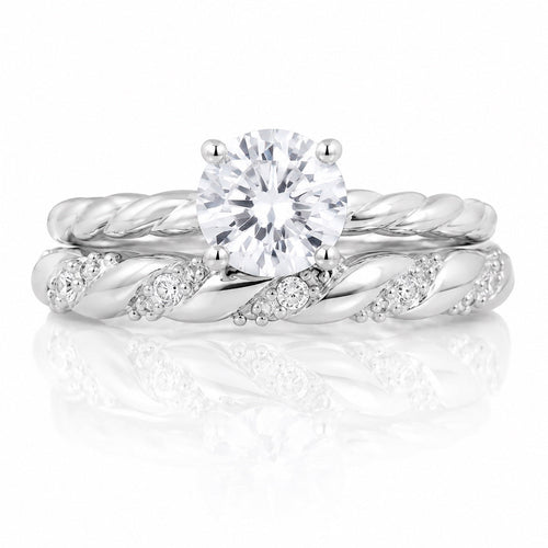 2.4 CTW Cubic Zirconia Solitaire Bridal Ring Set - Sable & Red