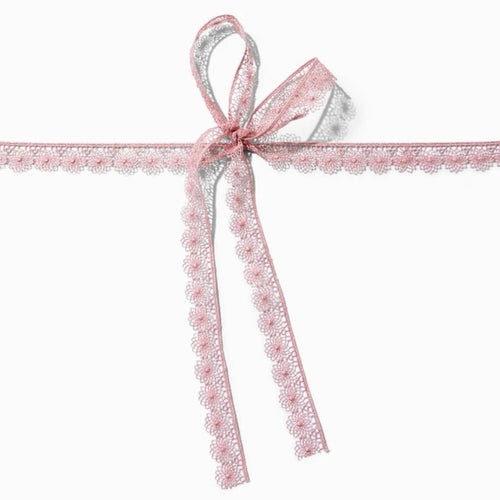 VTG Pink Lace Bow Choker Necklace - Vintage