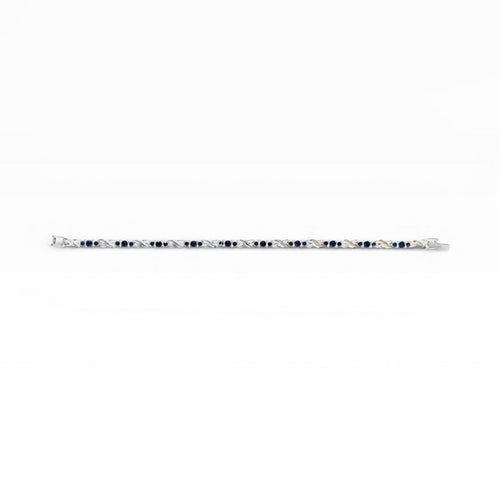 Oval Lab-Created Blue Sapphire Double Infinity Bracelet in Silver