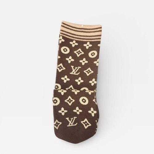 Louis Vuitton Monogram Brown Crew Socks One Size
