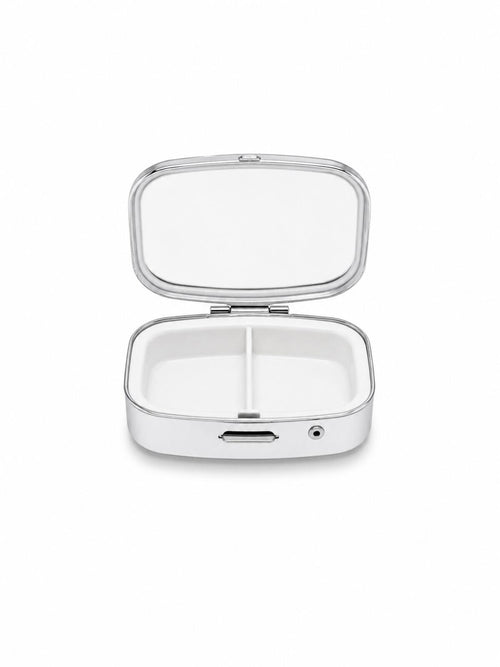 Chanel Black Crystal CC Travel Pill Case Silver Compact with Box