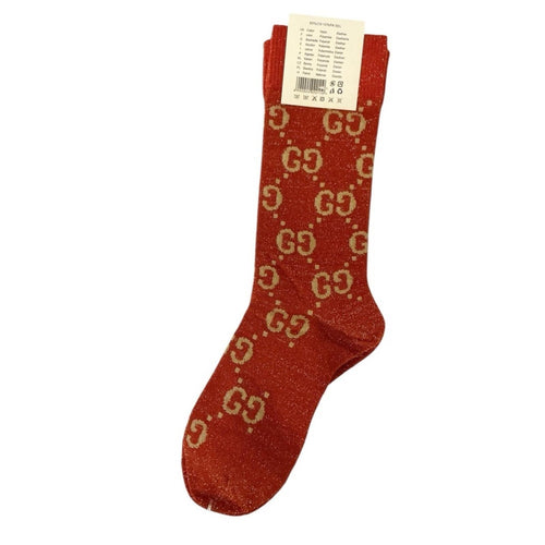 Gucci GG Cotton-Blend Socks in Orange and Beige