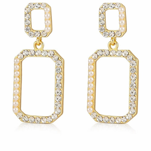 Tuckernuck Square Pearl and Crystal Drop Earrings