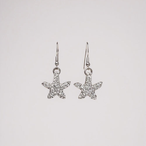 Sterling Silver Crystal Starfish Earrings