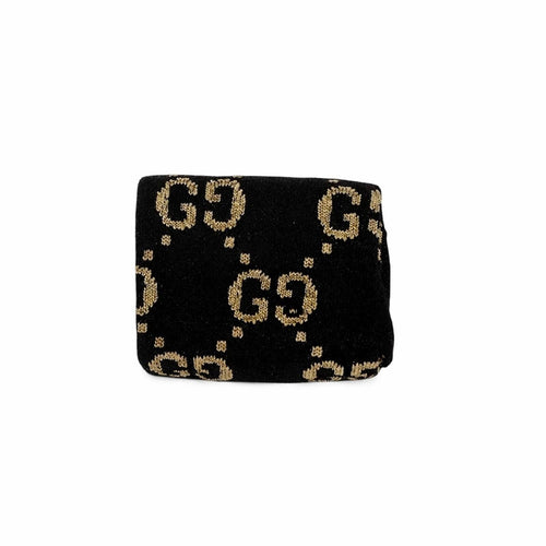 Gucci GG Logo Socks Black Gold Crew Socks NWT Authentic