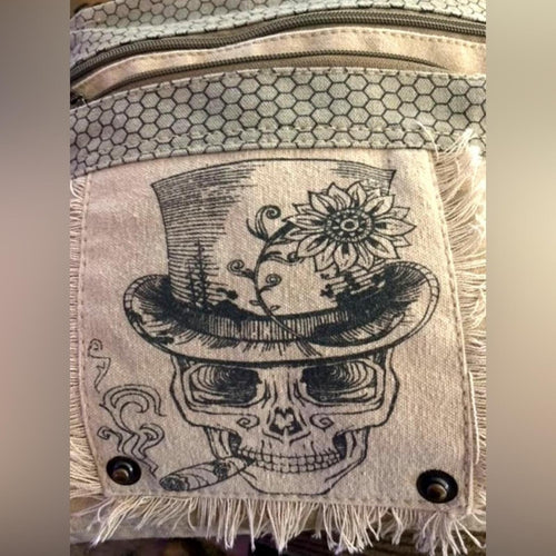Skull Canvas Crossbody Bag Military Canvas Shoulder Bag Purse NEW