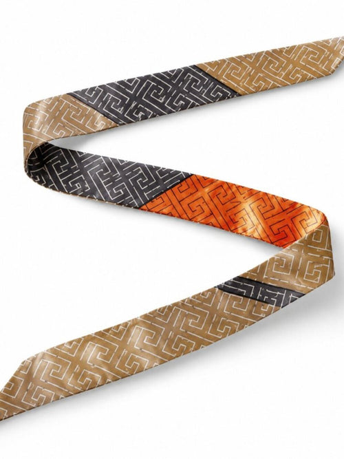 Luxury Geometric Skinny Silk Scarf Hair Neck Bag Accessory