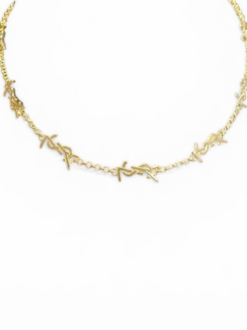 Yves Saint Laurent Gold YSL Cassandre Link Station Chain Necklace