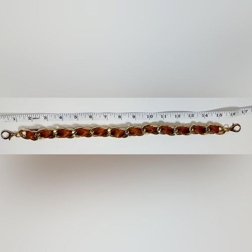 Brown Leather & Gold Chain Interchangeable Bag Strap