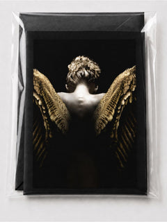 5x7 Dark Angel Wings Luxury Art Greeting Card - Sable & Red