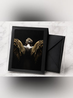 5x7 Dark Angel Wings Luxury Art Greeting Card - Sable & Red