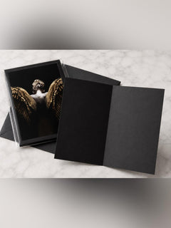 5x7 Dark Angel Wings Luxury Art Greeting Card - Sable & Red