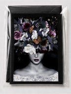 5x7 Moody Floral Portrait Luxury Art Greeting Card - Sable & Red