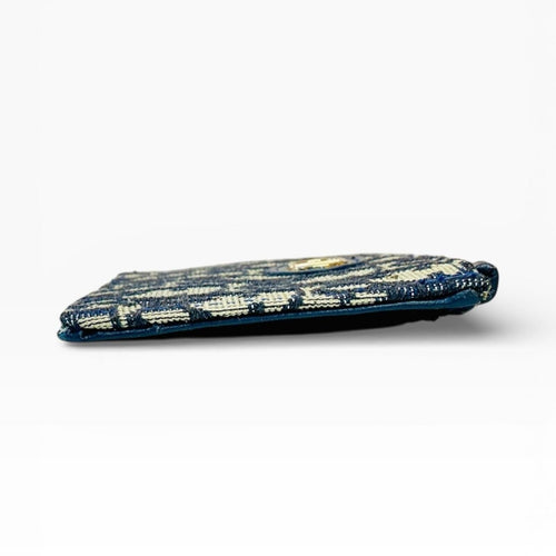 Dior 30 Montaigne Dahlia Card Holder Coin Pouch Blue Dior Oblique Jacquard