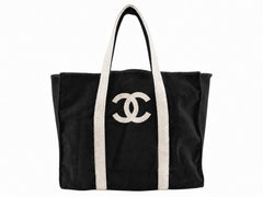 CHANEL VIP Coco Mark 31 Rue Cambon Cream & Black Canvas Tote Bag - Reversible - Sable & Red