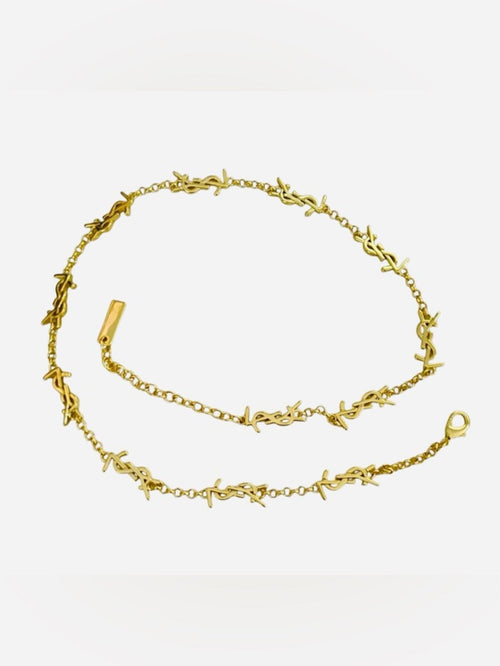 Yves Saint Laurent Gold YSL Cassandre Link Station Chain Necklace