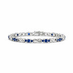 Oval Lab-Created Blue Sapphire Double Infinity Bracelet in Silver