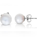 8mm Freshwater Pearl Stud Earrings | Classic White | Lightweight