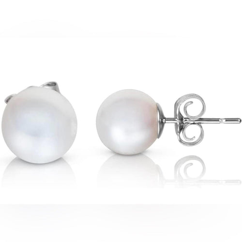 8mm Freshwater Pearl Stud Earrings | Classic White | Lightweight