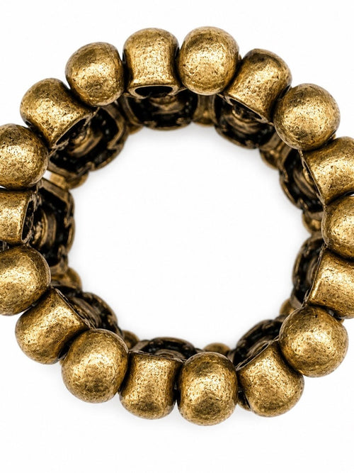 Neiman Marcus Vintage Brass Crystal Stretch Ring Statement Cocktail Boho Luxe
