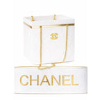 White Quilted Box Mini Bag with Gold Hardware * Flower Bouquet Holder