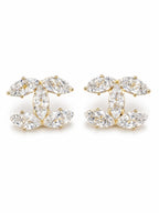 Gold Crystal CC Stud Earrings