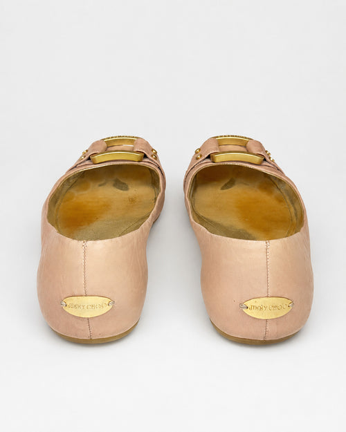 Jimmy Choo Women’s Blush Pink Leather Ballet Flats Size 36 / 6