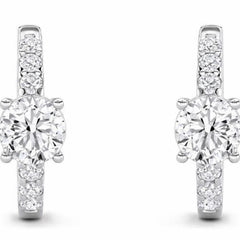 1.50 cttw Diamond Huggie Hoop Earrings, 925 Sterling Silver - Sable & Red