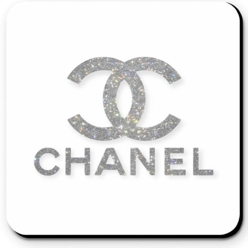 CHANEL Glitter Logo Coasters in Neutral Nude Tones - Set of 4 Glossy Coasters