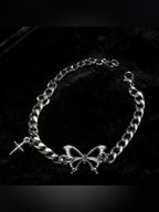 Butterfly Steering Wheel Charm Silver Cross Car Accessory